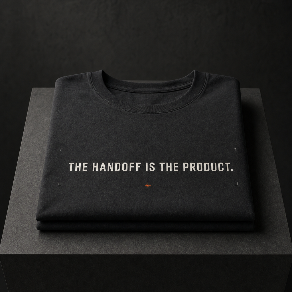 The Handoff Is the Product — Concept Tee 001